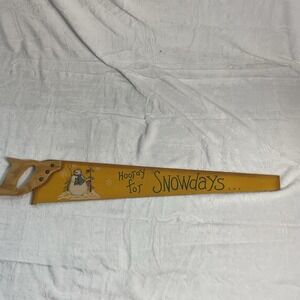 Christmas Woodworking Saw Painted Holiday Decor "Snow Days" Gold W‎ Hook & Loop